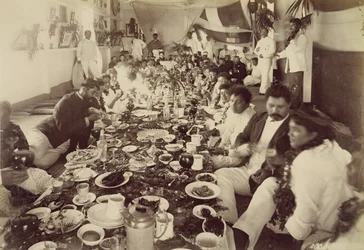 Königliches Bankett im Bootshaus von König Kalakana, ca. 1875
